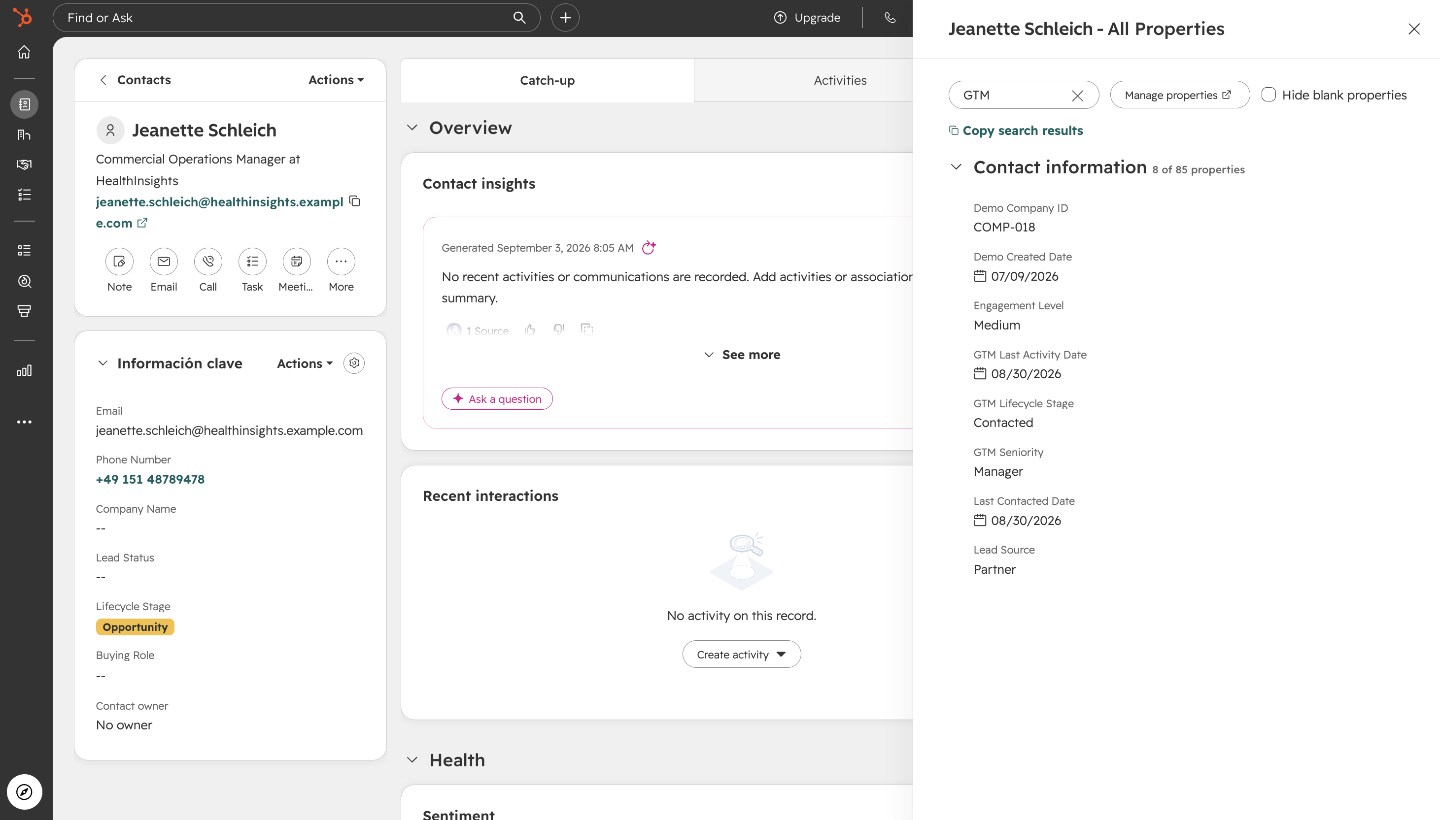 Synthetic contact record and custom GTM fields inside HubSpot