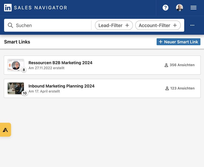 LinkedIn Sales Navigator Smart Links interface