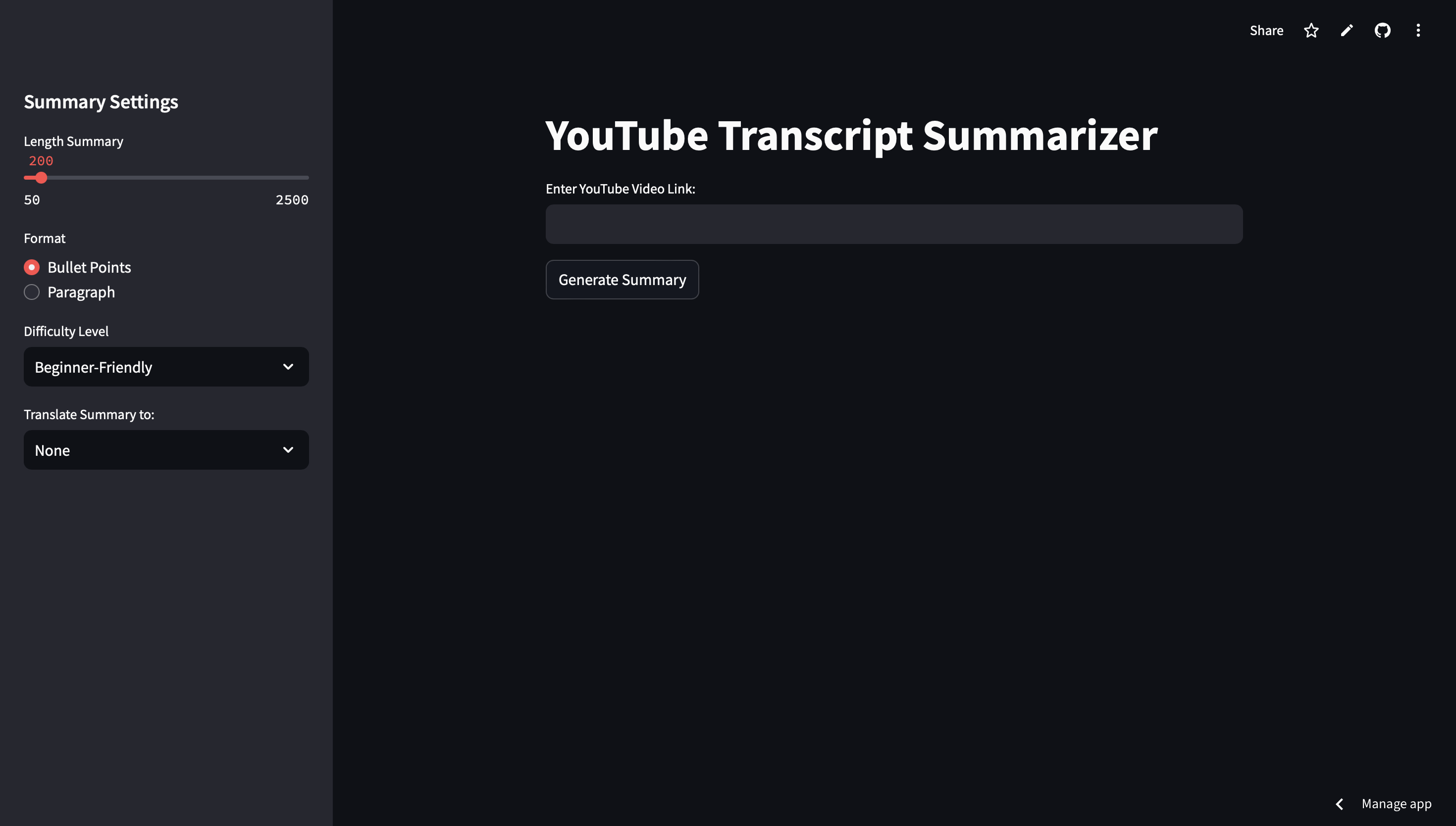 YouTube Transcript Summarizer